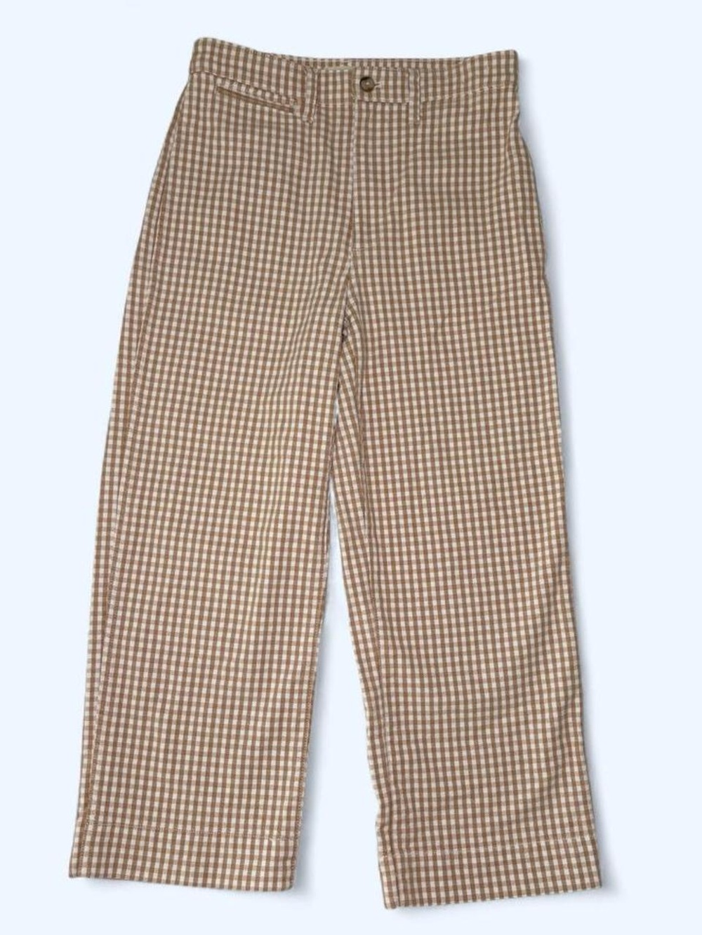 Madewell | Slim Emmett Wide-Leg Crop Pants in Tan Gingham Size 27